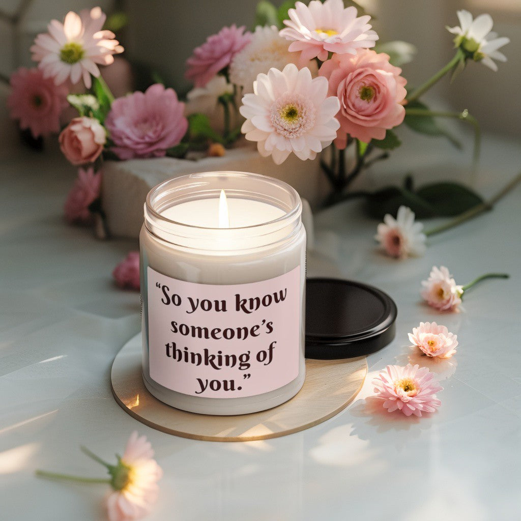 Scented Decorative Candle - Relaxing Aromatic Jar Candle - "Someone's Thinking Of You"