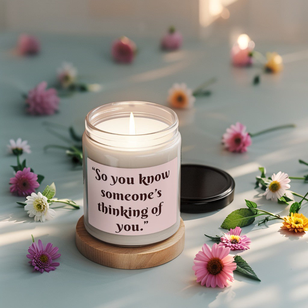 Scented Decorative Candle - Relaxing Aromatic Jar Candle - "Someone's Thinking Of You"