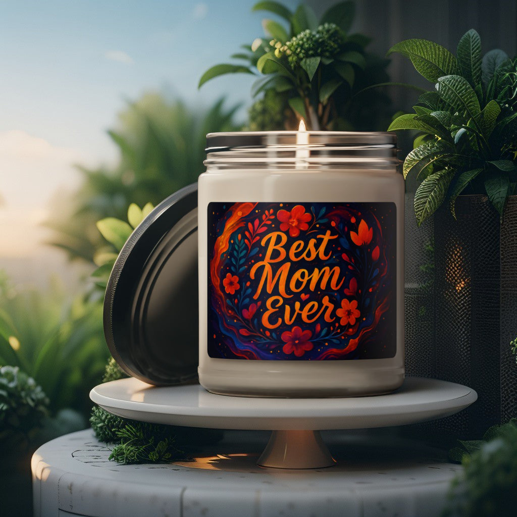 Scented Decorative Candle - Relaxing Aromatic Jar Candle - "Best Mom Ever"