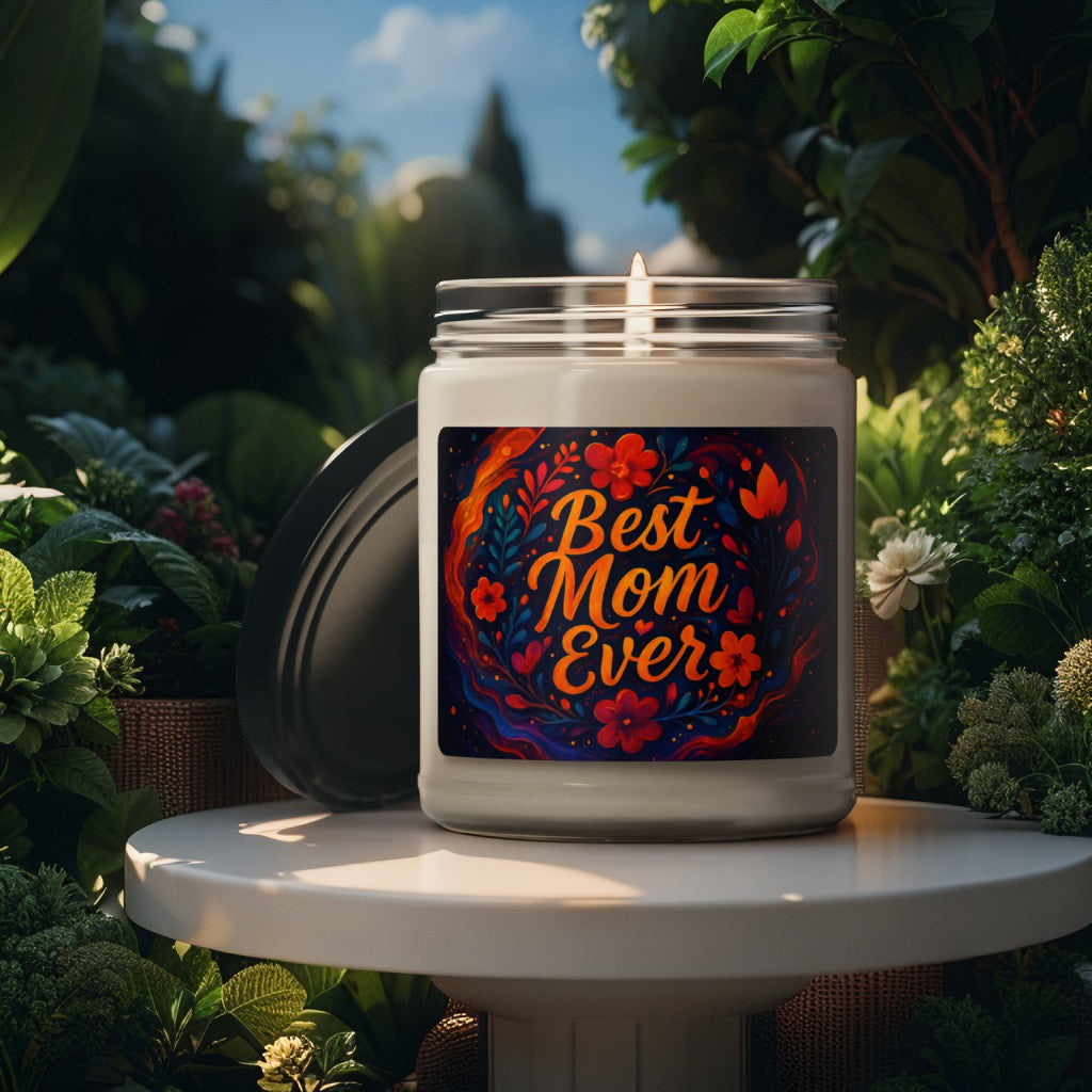 Scented Decorative Candle - Relaxing Aromatic Jar Candle - "Best Mom Ever"