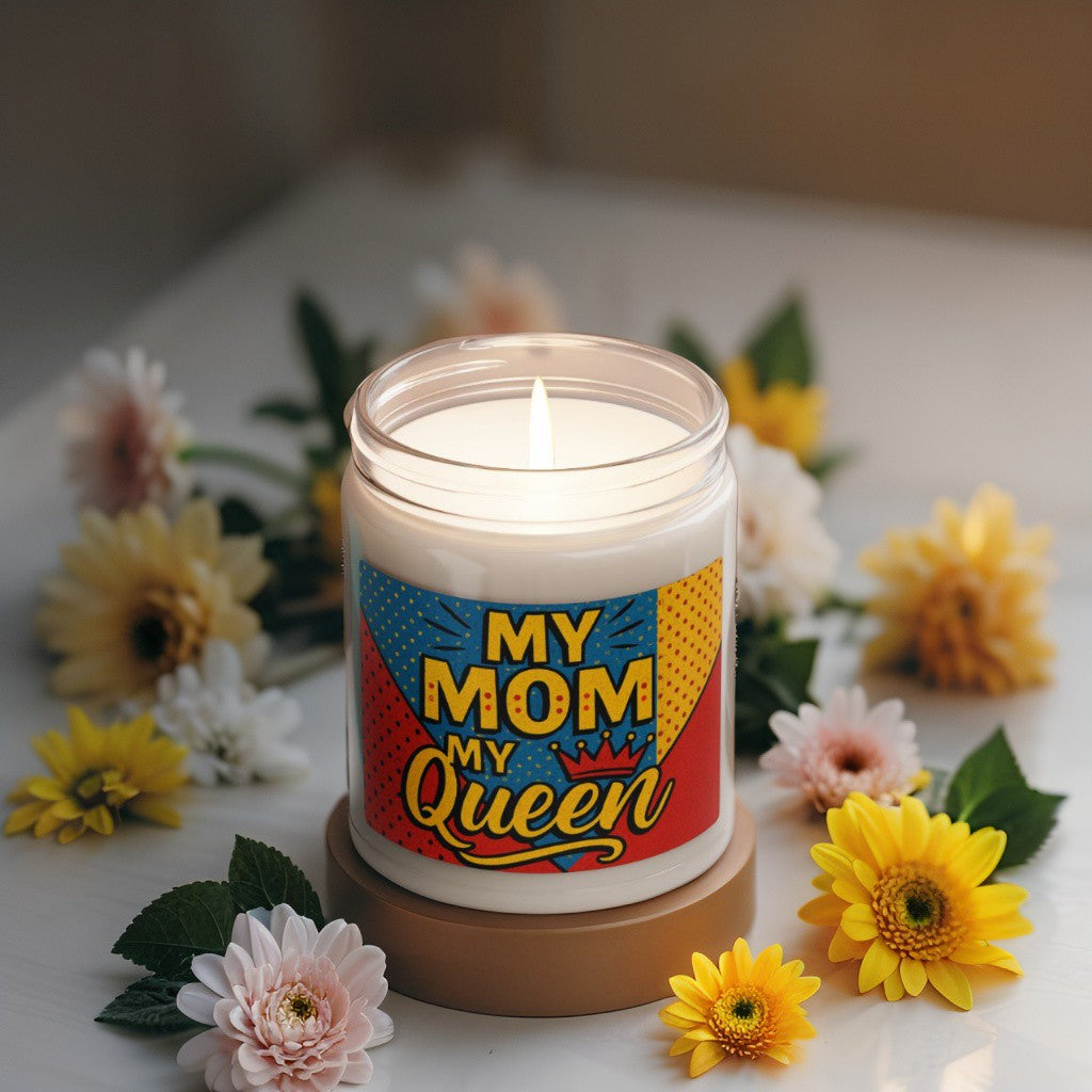 Scented Decorative Candle - Relaxing Aromatic Jar Candle - "Μy Mom My Queen"