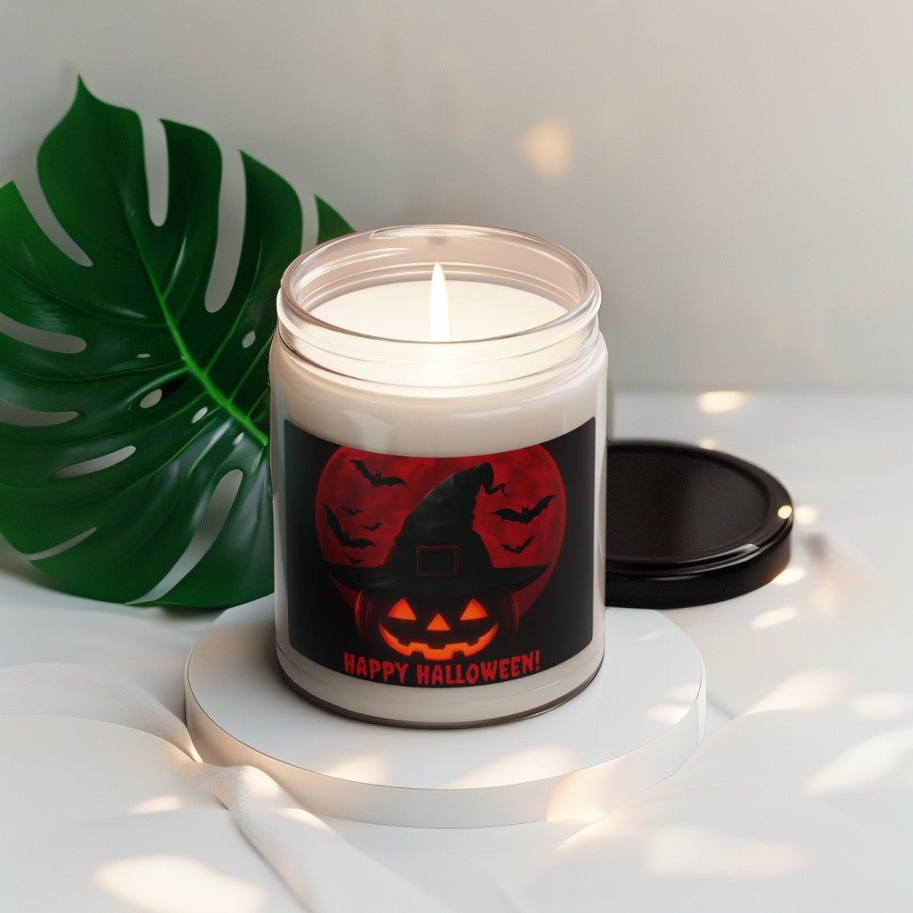 Scented Decorative Candle - Relaxing Aromatic Jar Candle - "Happy Halloween"