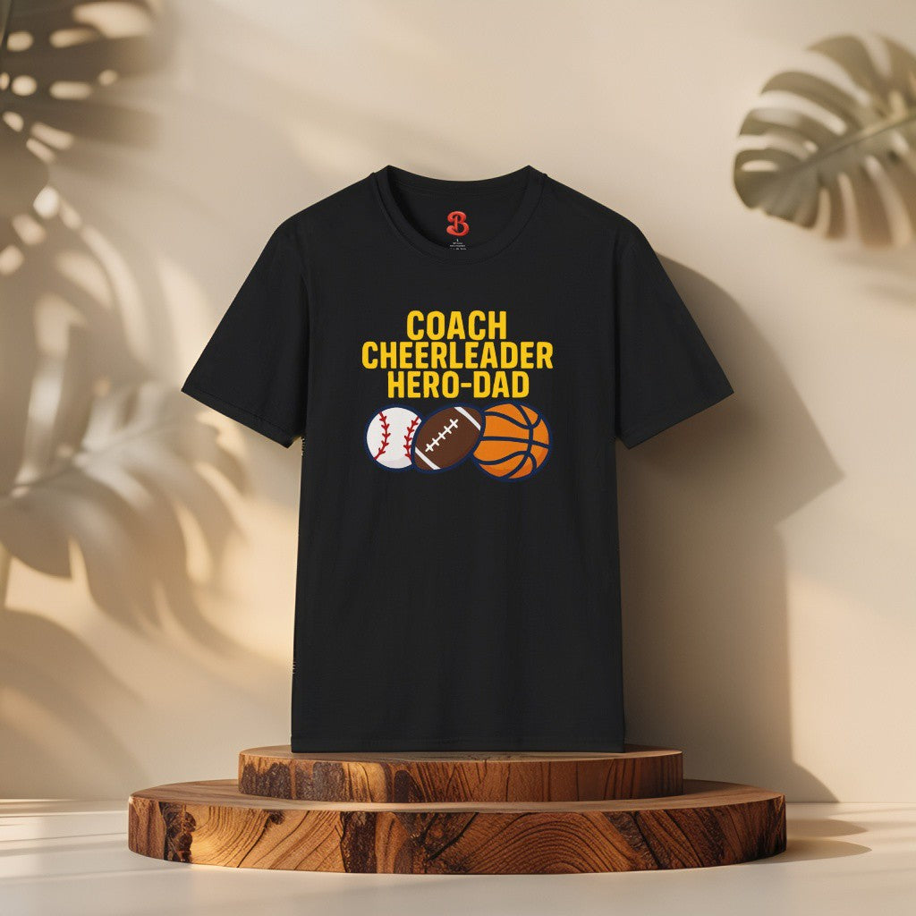 Coach Cheerleader Hero-Dad T-Shirt – Sports Gift for Dads