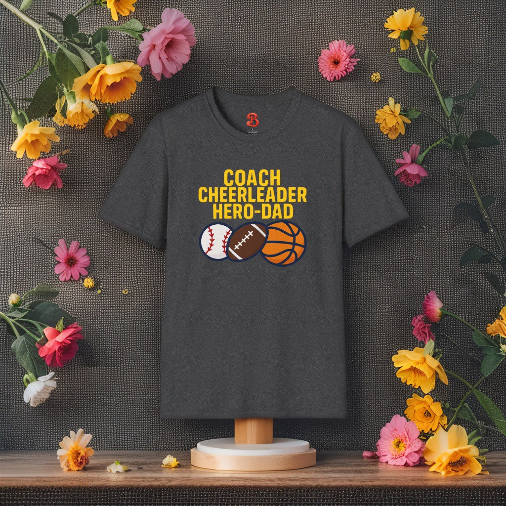 Coach Cheerleader Hero-Dad T-Shirt – Sports Gift for Dads