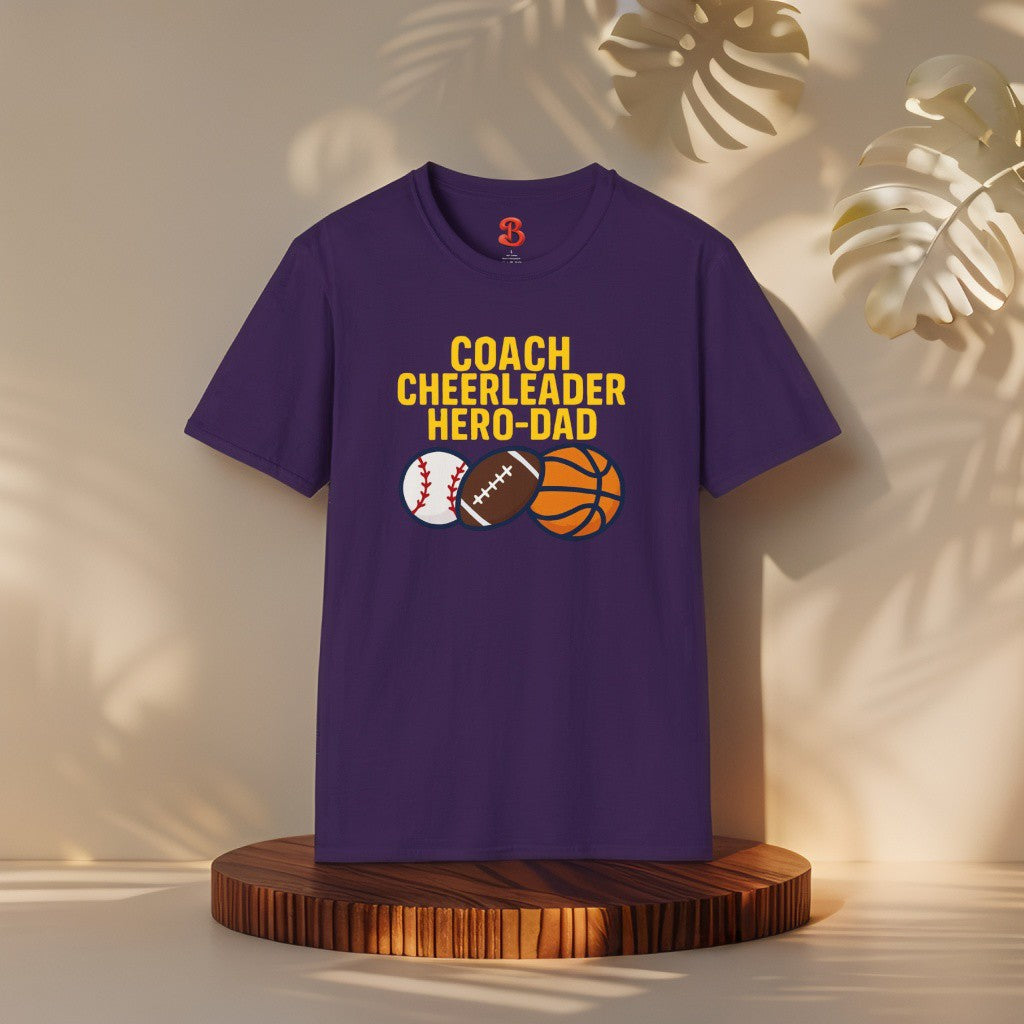 Coach Cheerleader Hero-Dad T-Shirt – Sports Gift for Dads