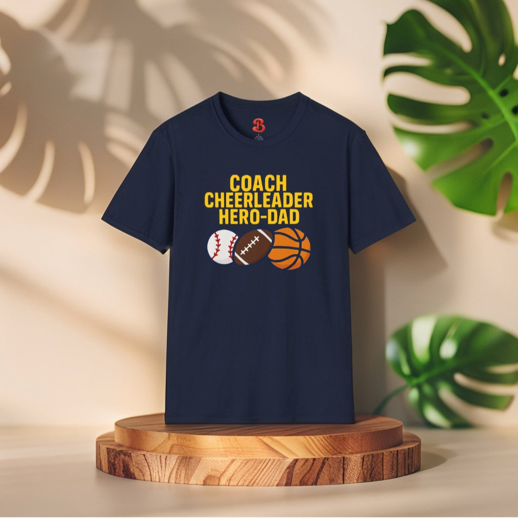 Coach Cheerleader Hero-Dad T-Shirt – Sports Gift for Dads