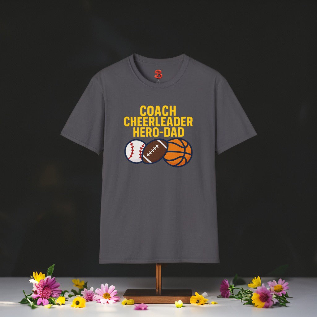 Coach Cheerleader Hero-Dad T-Shirt – Sports Gift for Dads
