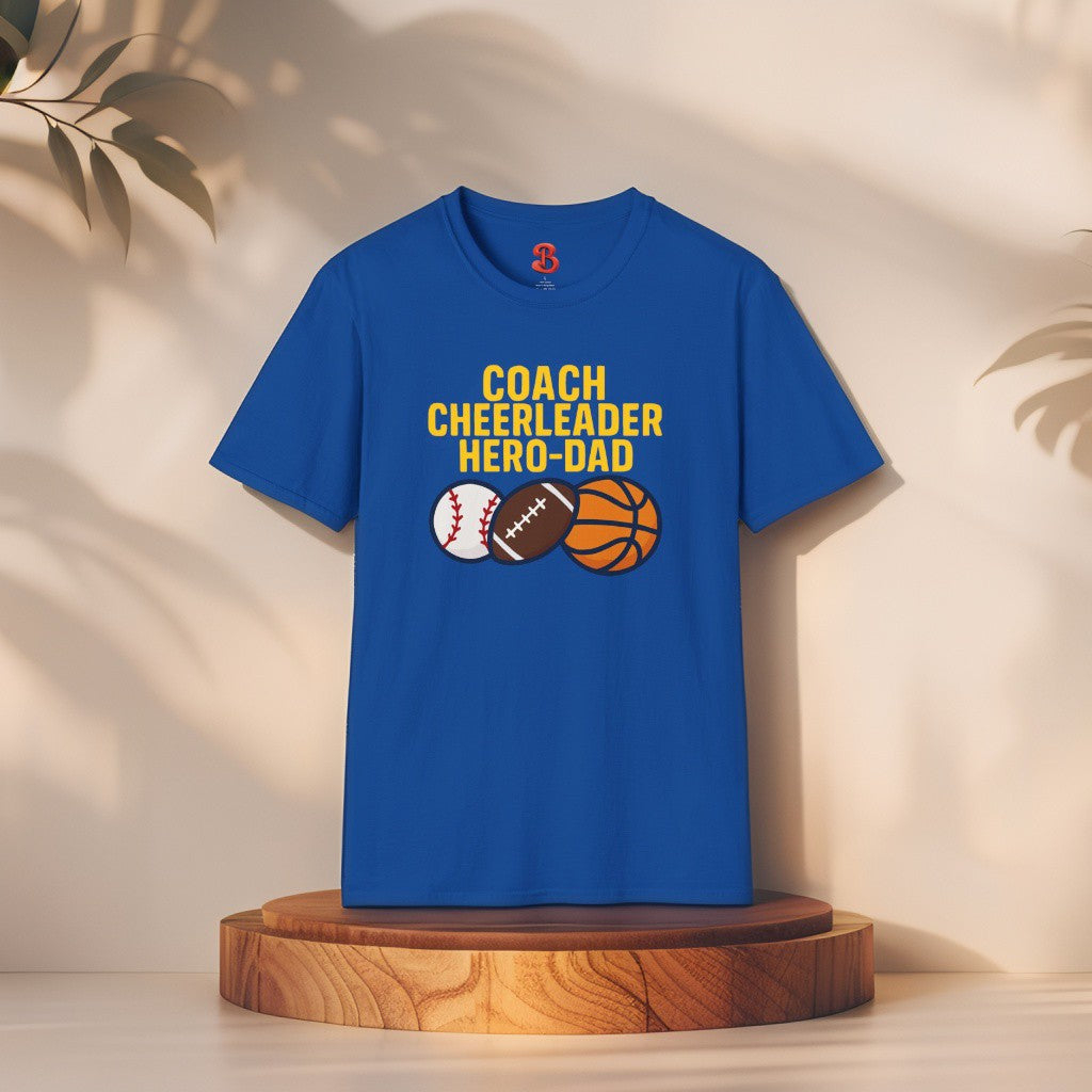Coach Cheerleader Hero-Dad T-Shirt – Sports Gift for Dads