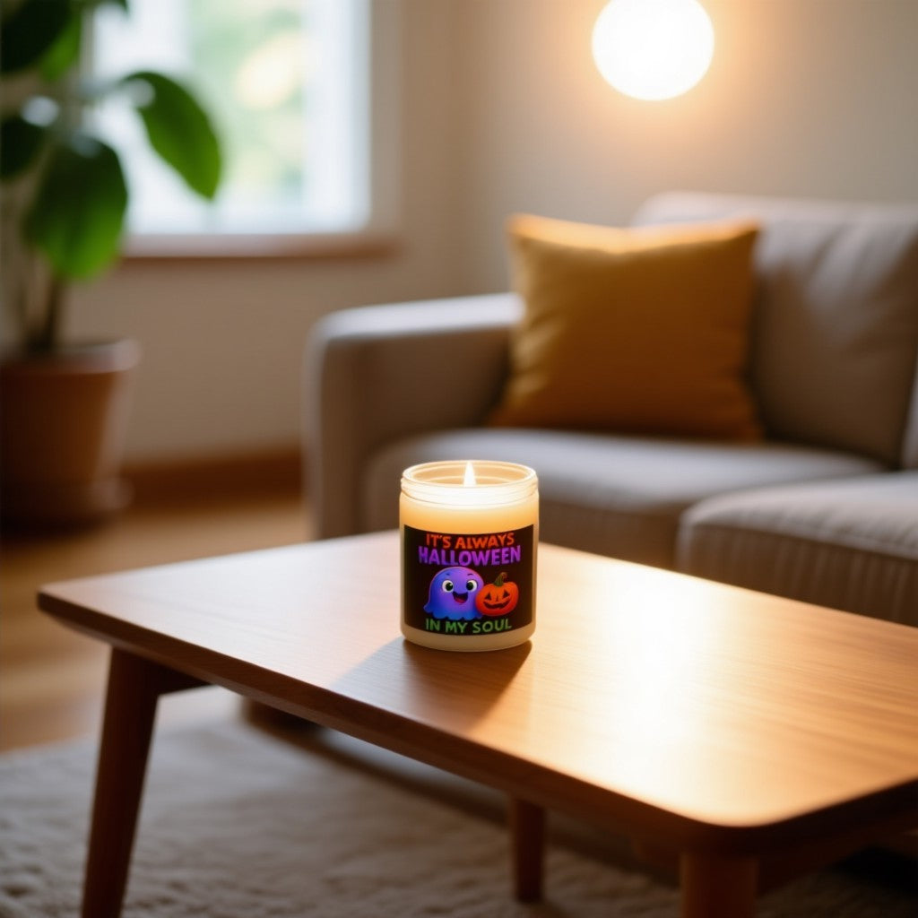 "Scented Decorative Jar Candle – It's Always Halloween in My Soul"