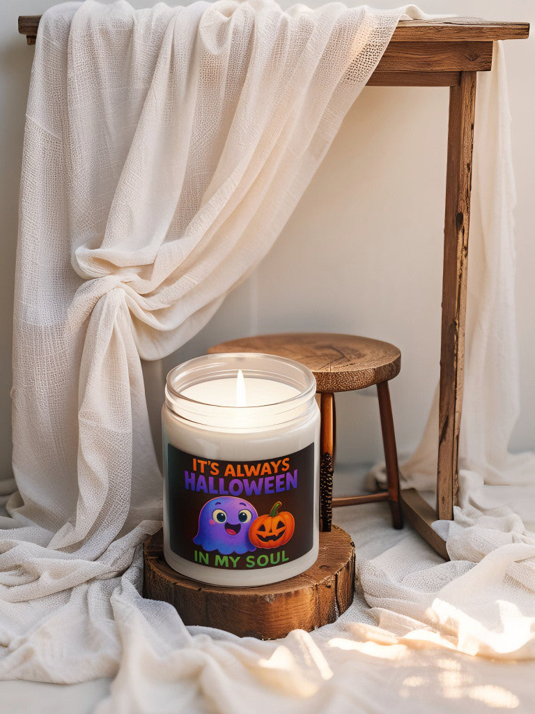 "Scented Decorative Jar Candle – It's Always Halloween in My Soul"