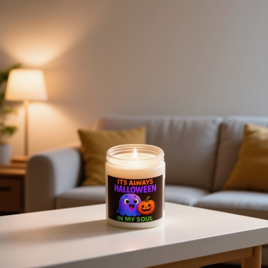 "Scented Decorative Jar Candle – It's Always Halloween in My Soul"