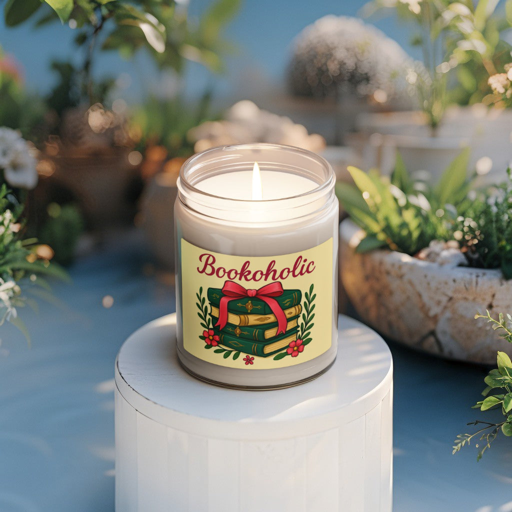 Soy Wax Candle – “Bookoholic” – Aromatic Jar, Perfect Gift for Book Lovers