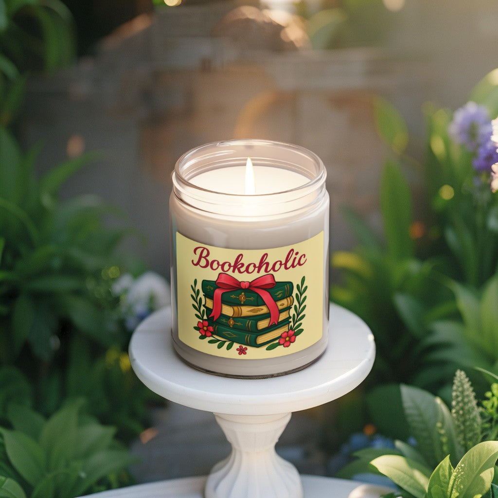 Soy Wax Candle – “Bookoholic” – Aromatic Jar, Perfect Gift for Book Lovers