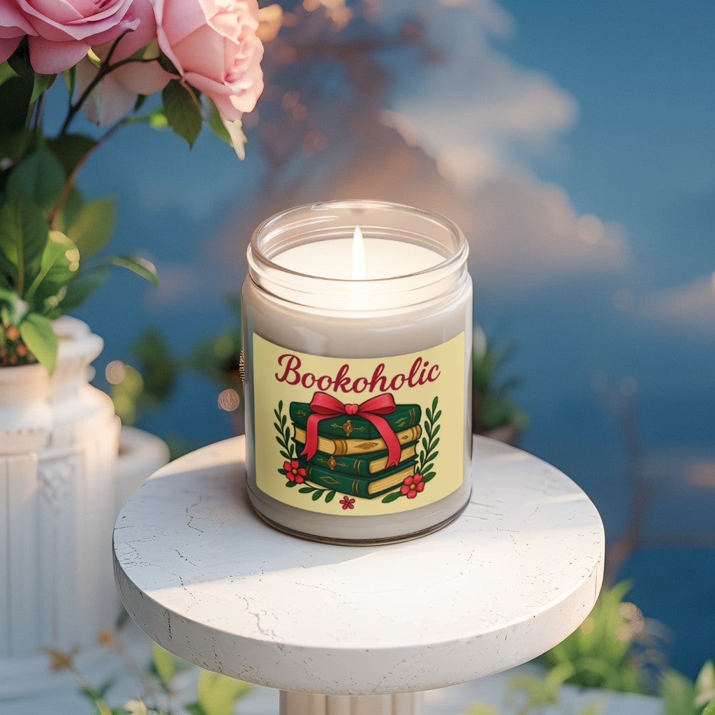 Soy Wax Candle – “Bookoholic” – Aromatic Jar, Perfect Gift for Book Lovers