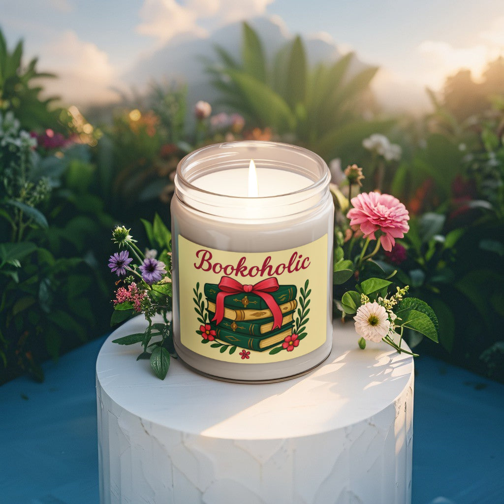 Soy Wax Candle – “Bookoholic” – Aromatic Jar, Perfect Gift for Book Lovers