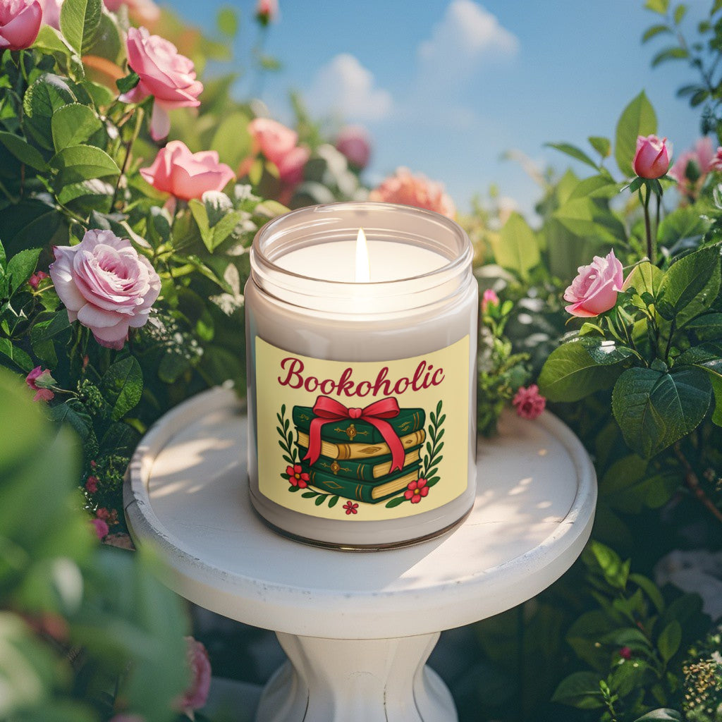 Soy Wax Candle – “Bookoholic” – Aromatic Jar, Perfect Gift for Book Lovers