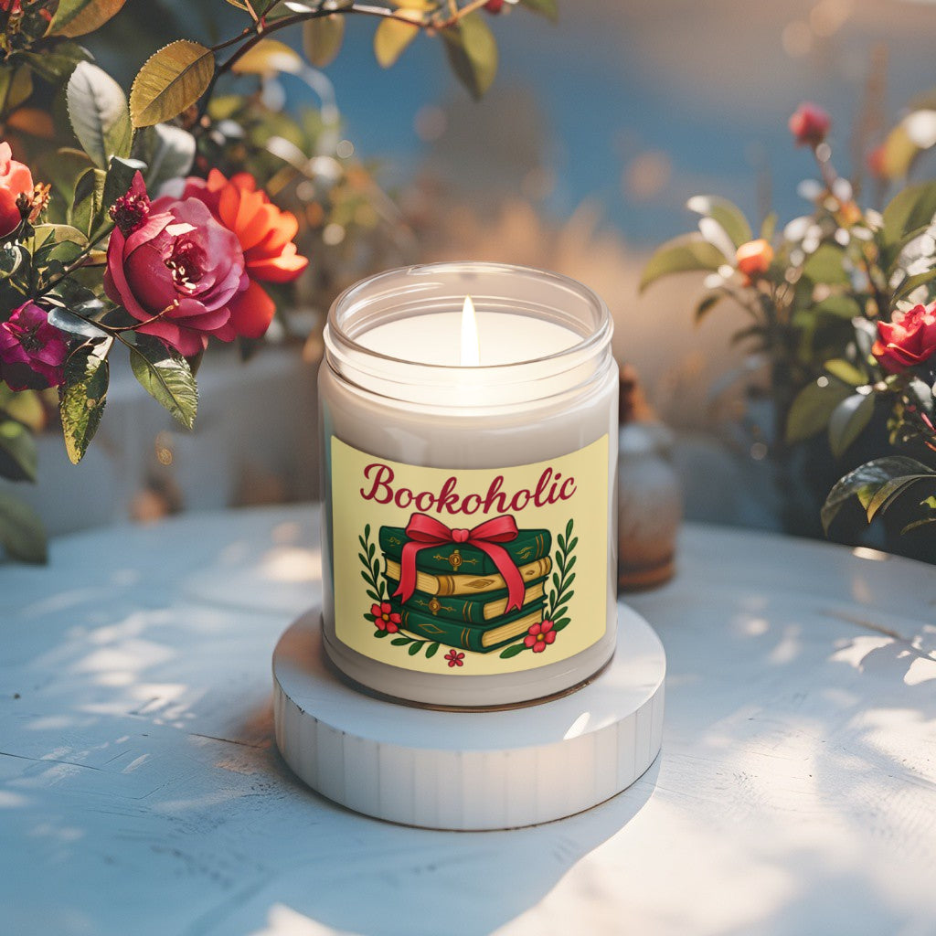 Soy Wax Candle – “Bookoholic” – Aromatic Jar, Perfect Gift for Book Lovers