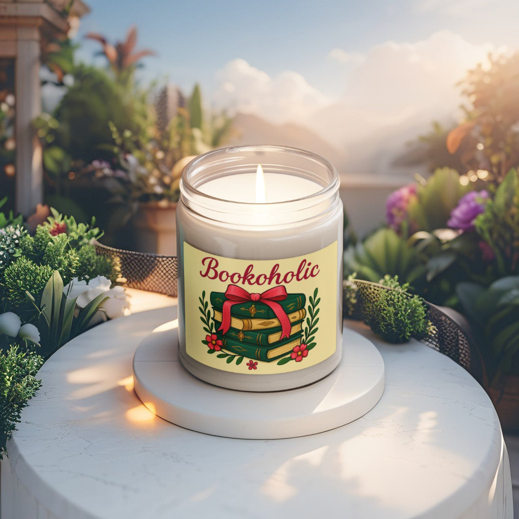 Soy Wax Candle – “Bookoholic” – Aromatic Jar, Perfect Gift for Book Lovers