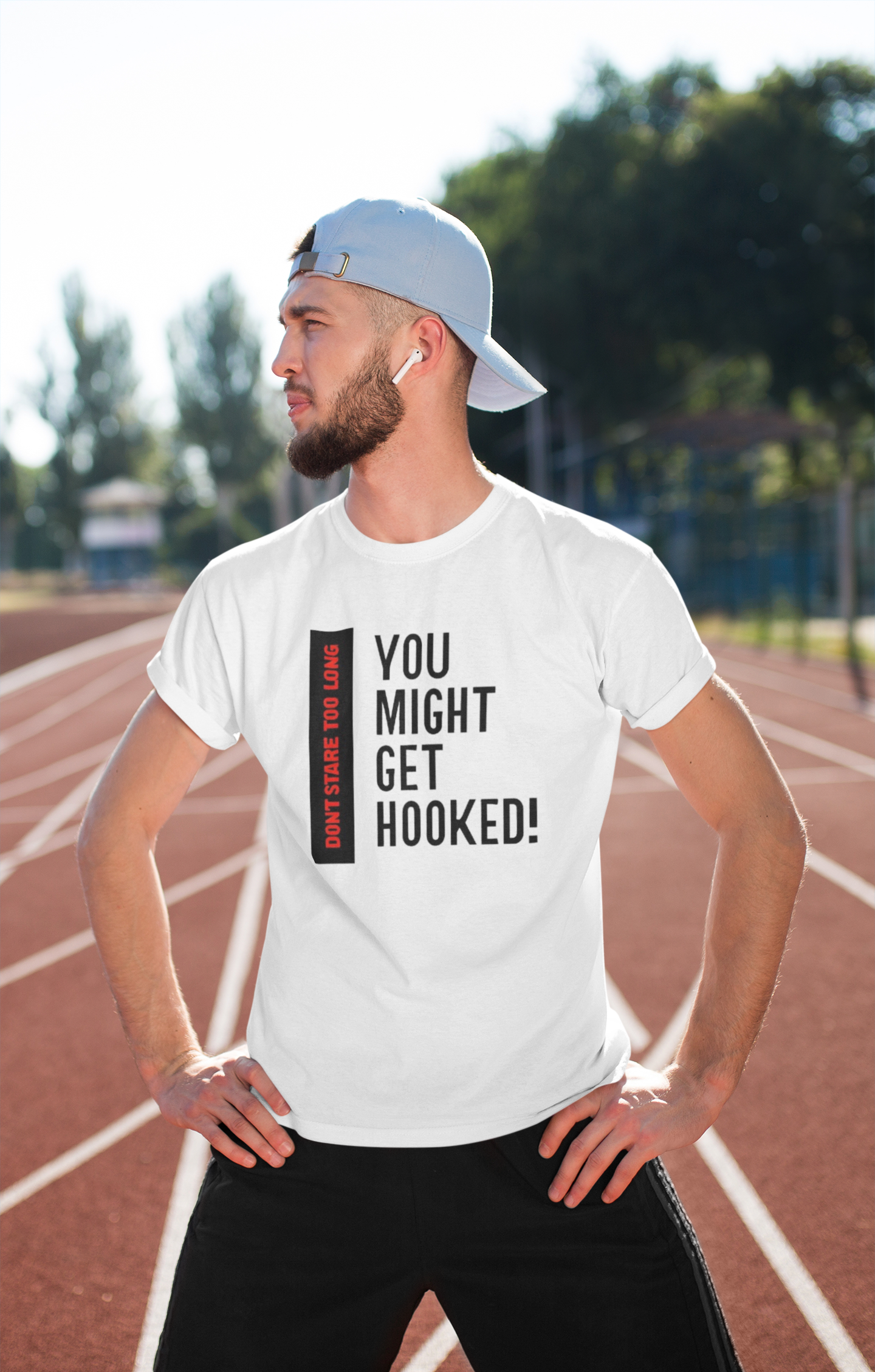 Shirt "Don’t Stare Too Long… You Might Get Hooked" – Flirty & Funny Graphic Tee