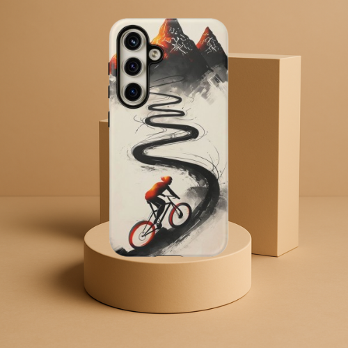 Phone Case Cyclist Climbing Mountain Road – Outdoor Adventure Protective Cover