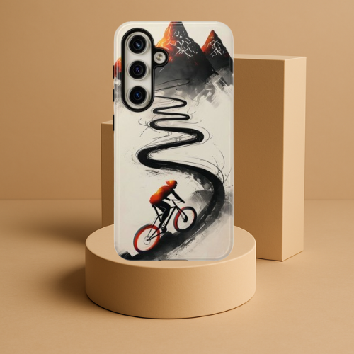 Phone Case Cyclist Climbing Mountain Road – Outdoor Adventure Protective Cover