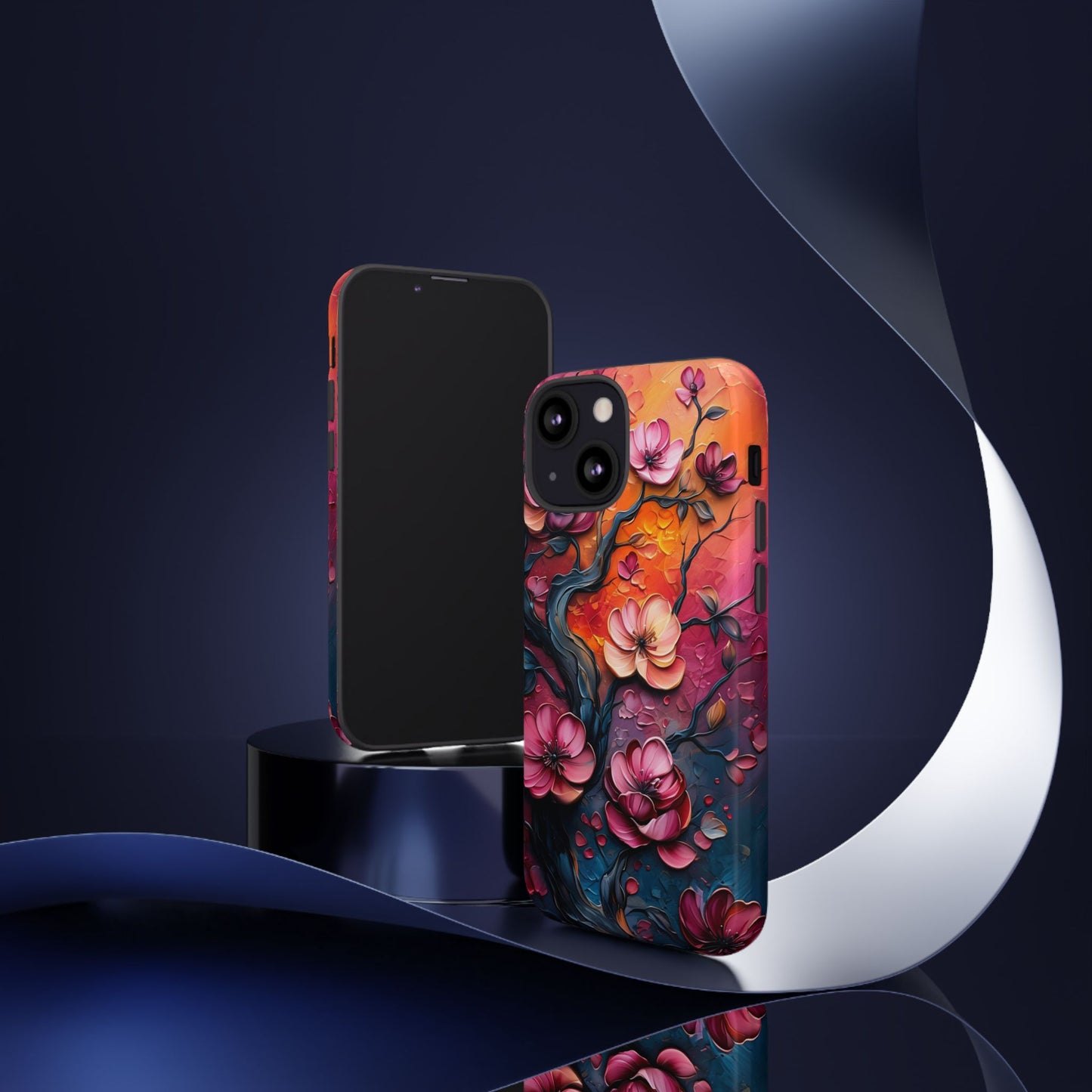Colorful iPhone and Samsung Case with Artistic Blossoms – Protective Floral Cover