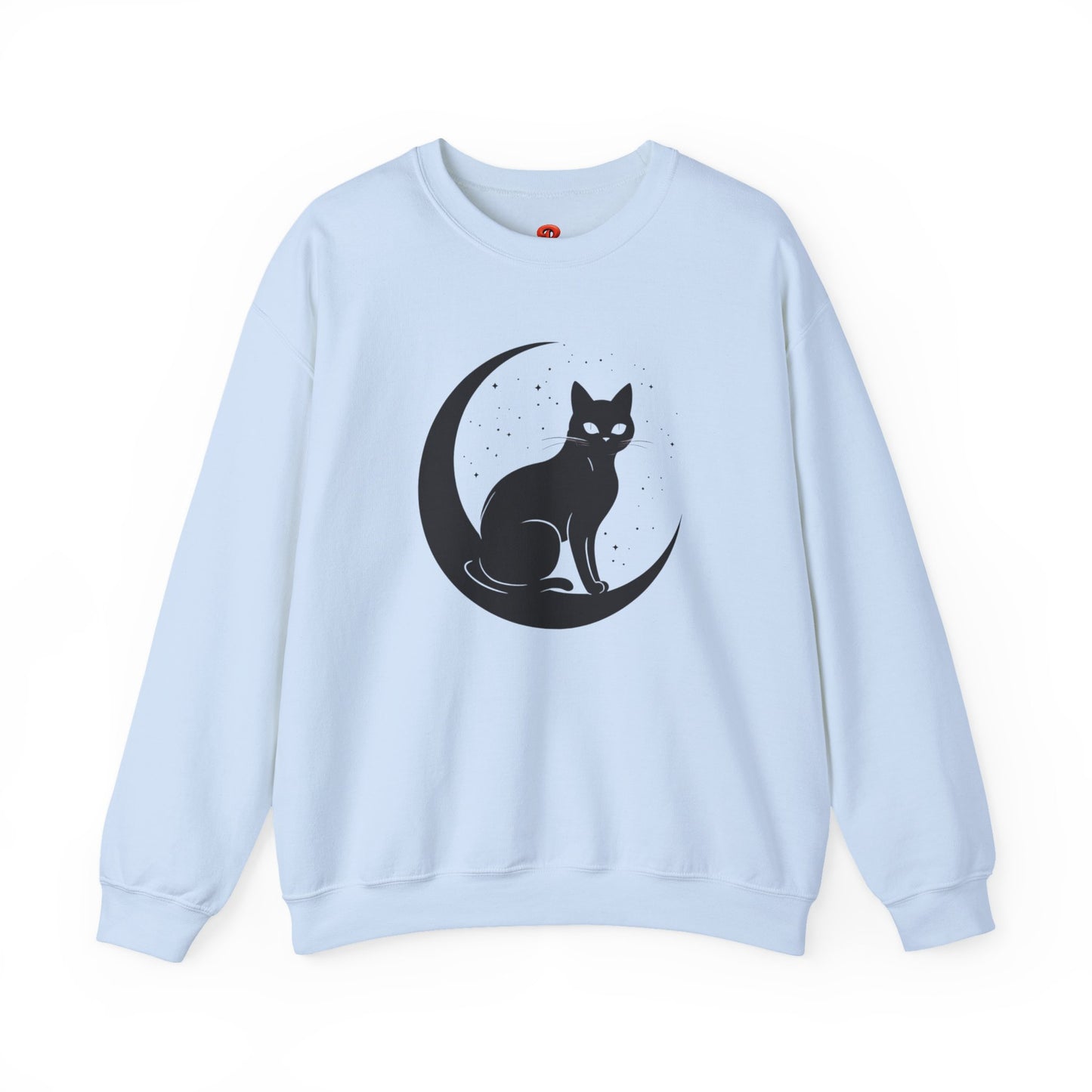 Mystical Cat Moon Crescent Tee - Celestial Black Cat Witchy Aesthetic Shirt