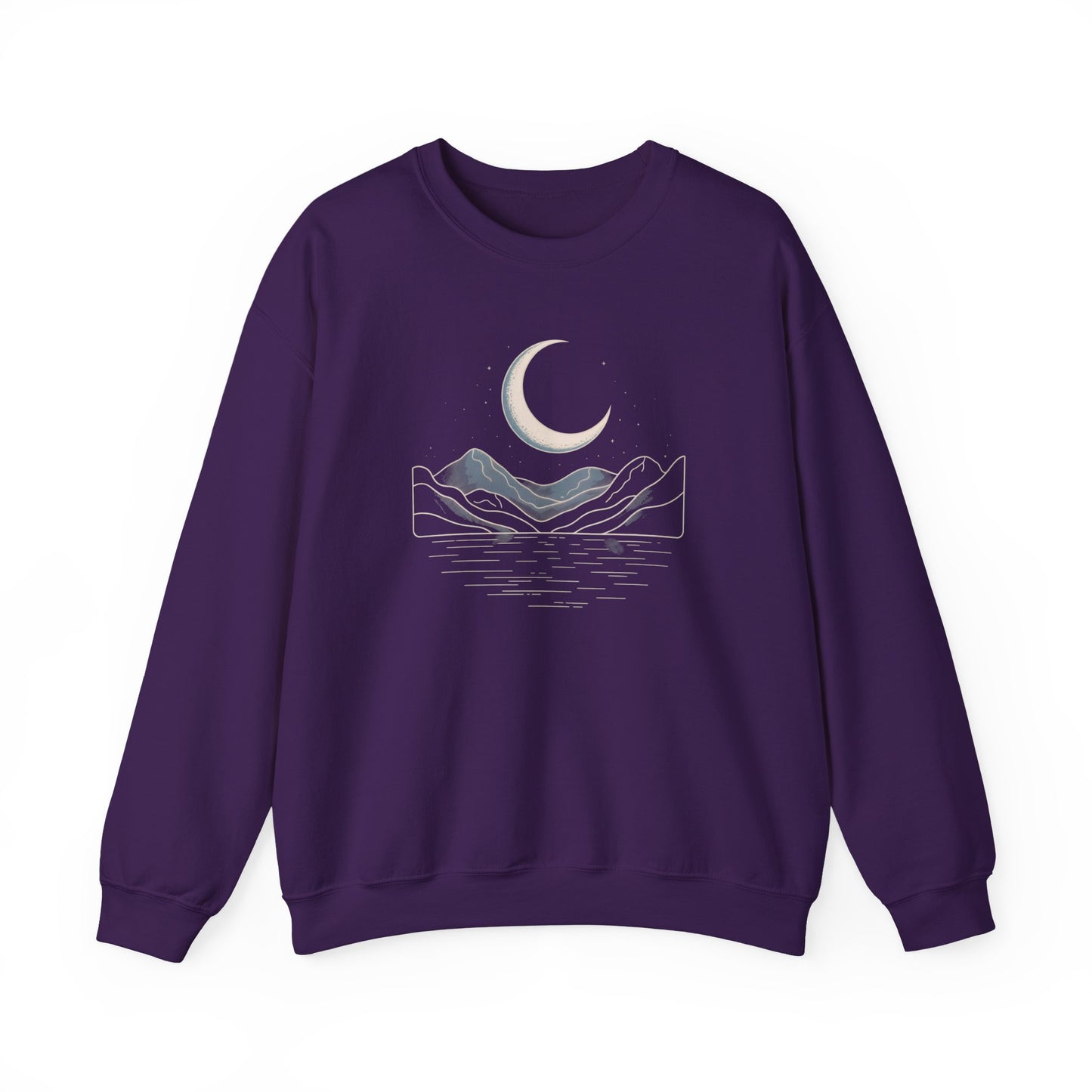 Sweatshirt Moon and Mountain Design – Cozy Long Sleeve Pullover for Fall & Winter