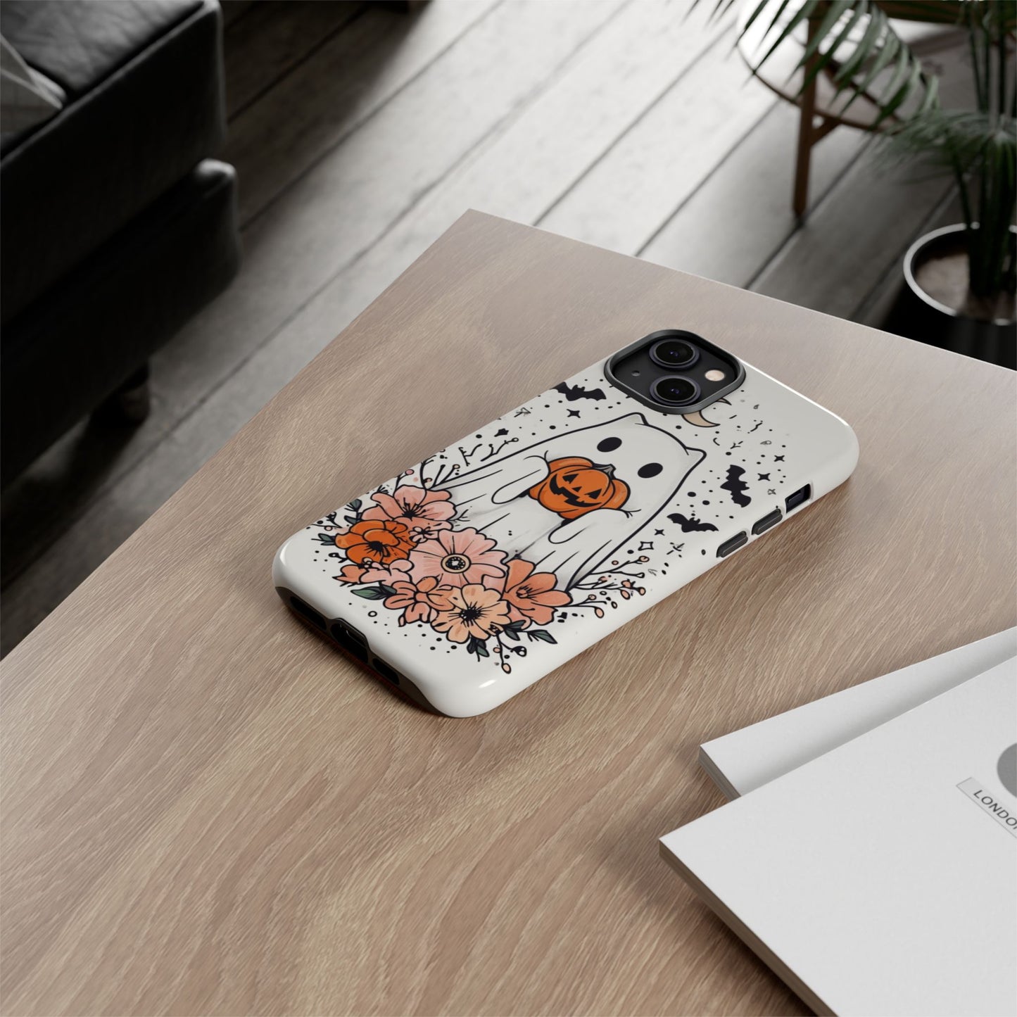 Halloween Phone Case with Ghost and Jack-O'-Lantern Design for Spooky Festive Style