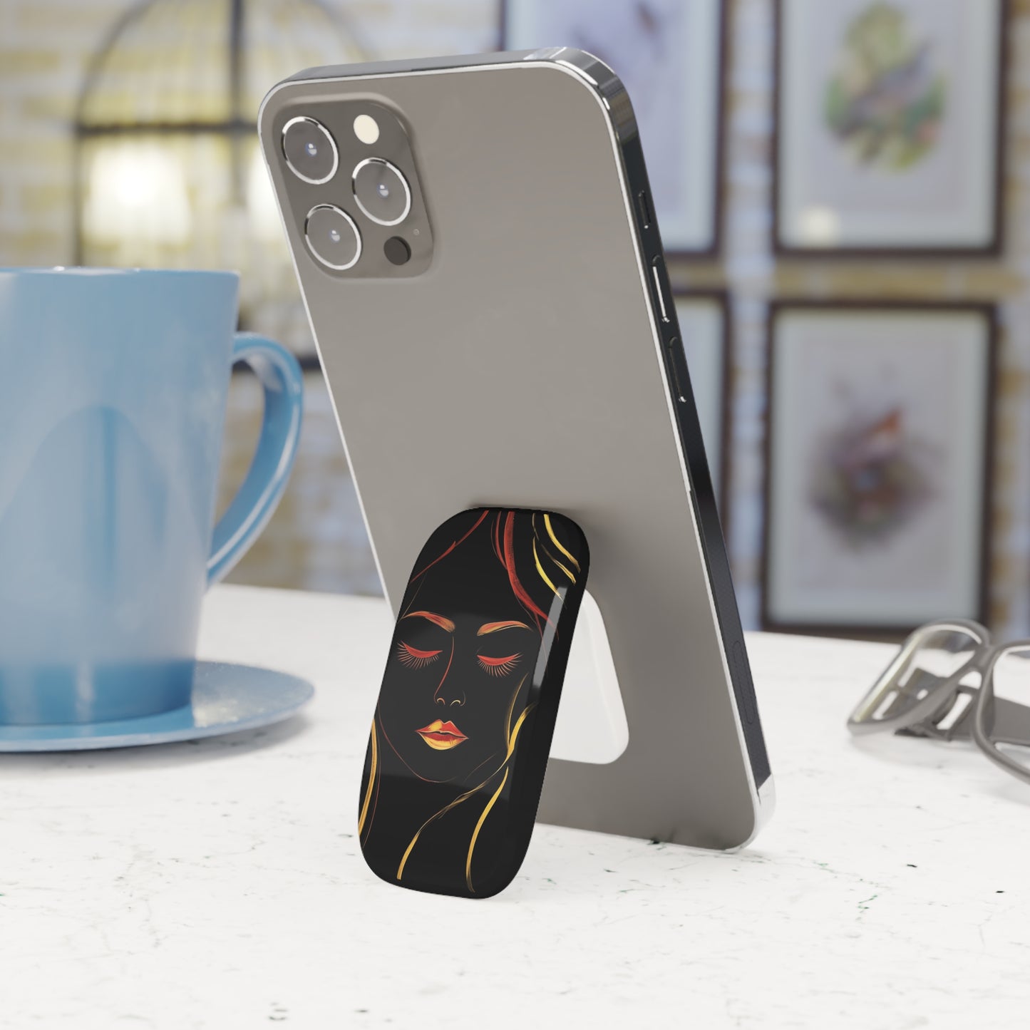 Elegant Woman Art Phone Stand – Minimalist Grip & Kickstand for iPhone & Samsung