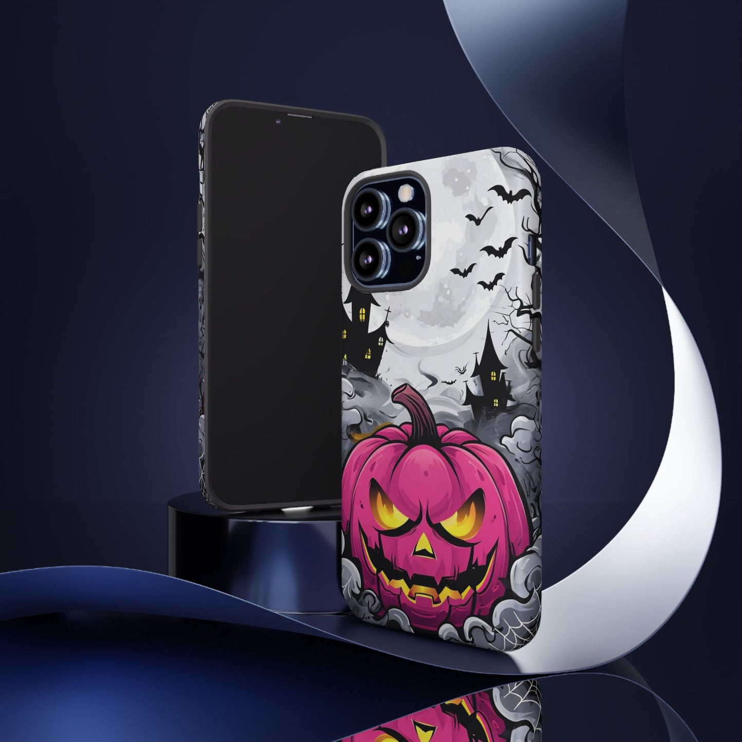 Spooky Halloween Pumpkin Phone Case with Haunted Night Scene – Perfect for Fall & Trick-or-Treating