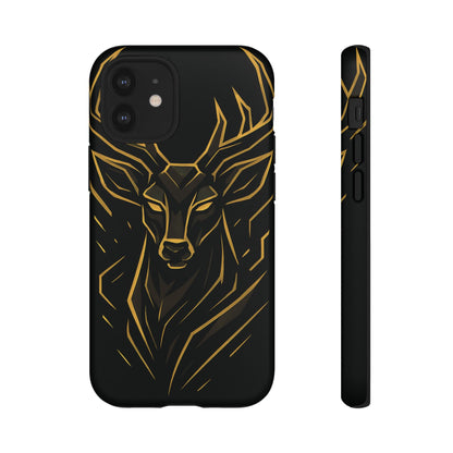 Phone Case with Black and Gold Deer Design – Elegant & Sophisticated Style