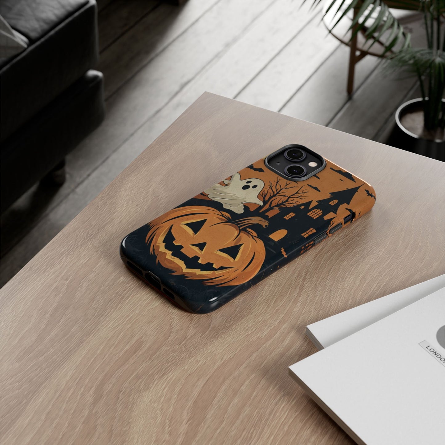 Halloween Ghost and Jack-O'-Lantern Phone Case – Spooky Season Protective Cover