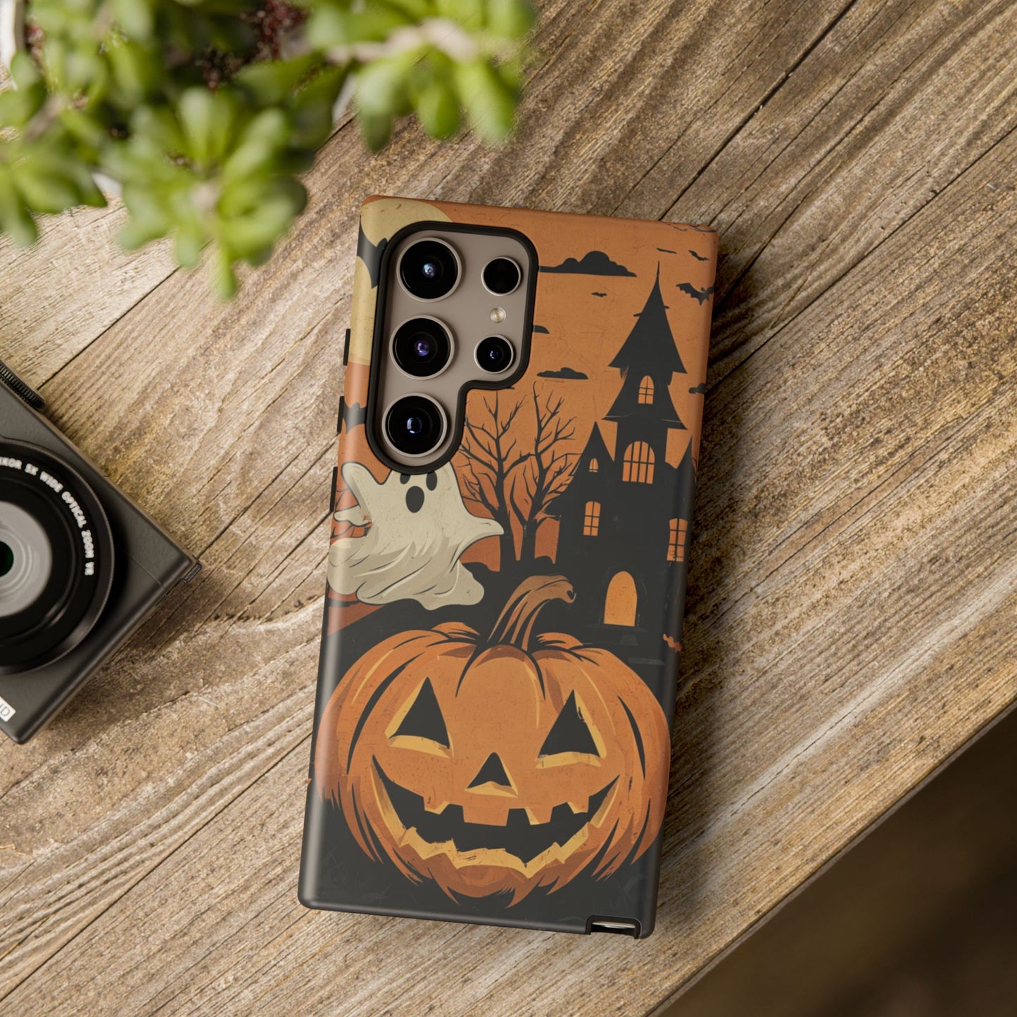 Halloween Ghost and Jack-O'-Lantern Phone Case – Spooky Season Protective Cover