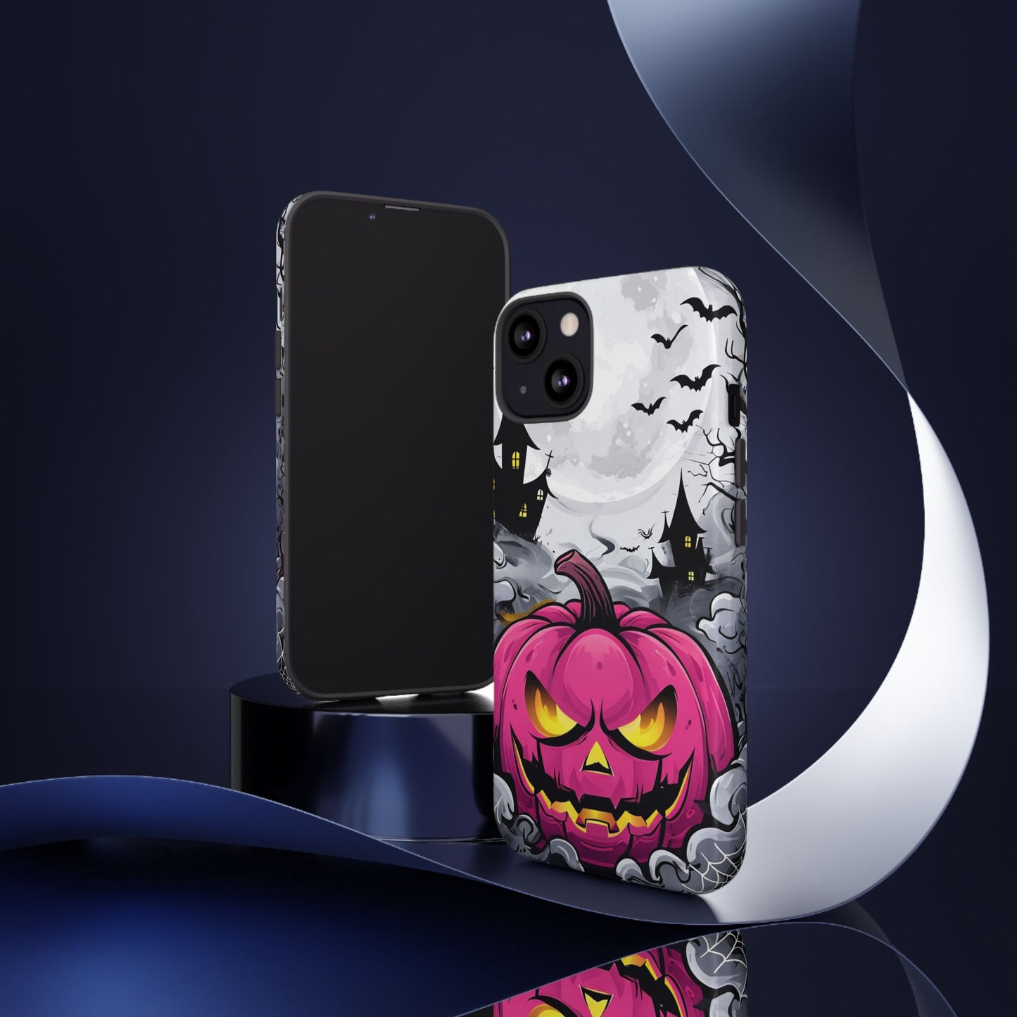 Spooky Halloween Pumpkin Phone Case with Haunted Night Scene – Perfect for Fall & Trick-or-Treating