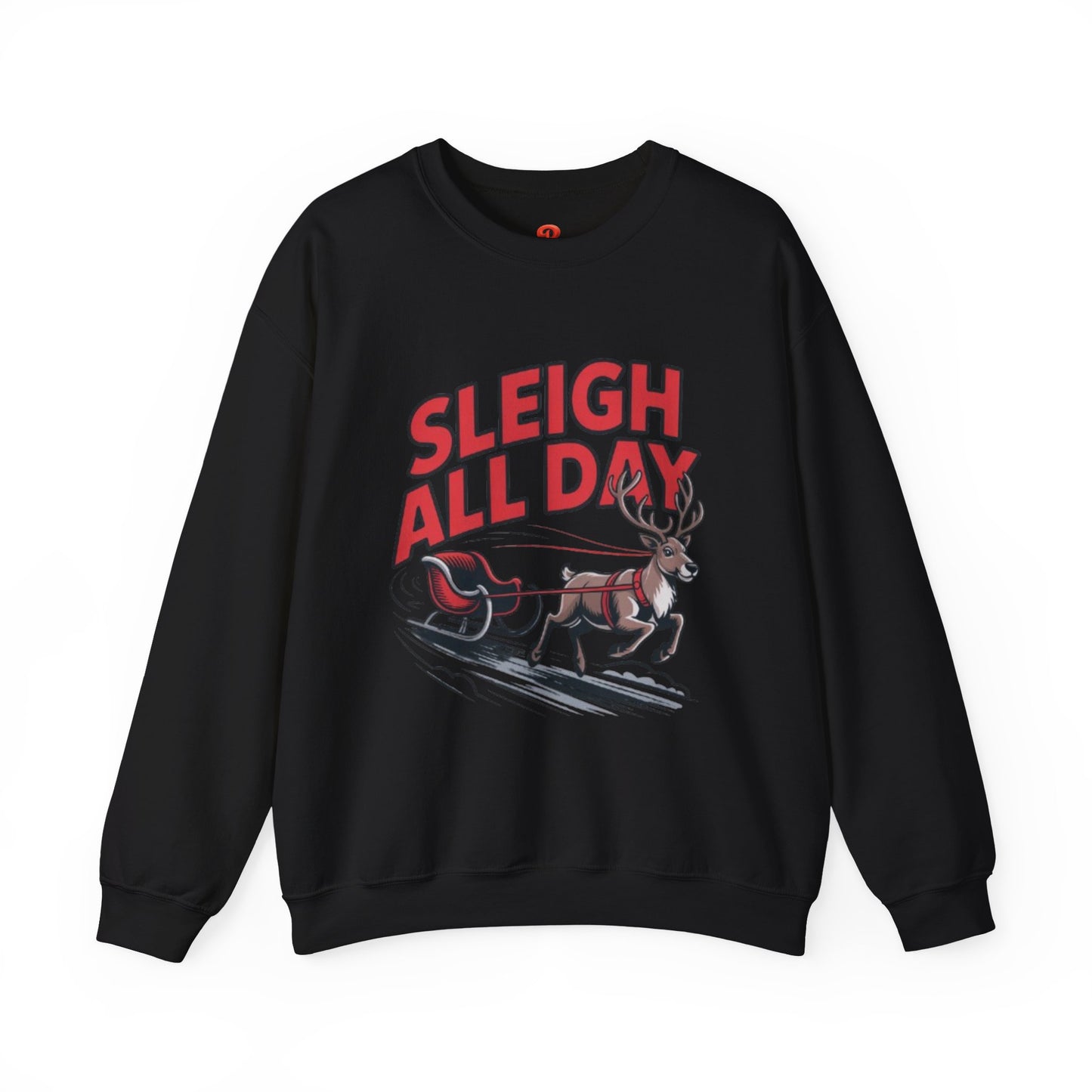 Sweatshirt Christmas Cheer – Sleigh All Day - Cozy Unisex Holiday Pullover with Reindeer Print, Funny Christmas Gift