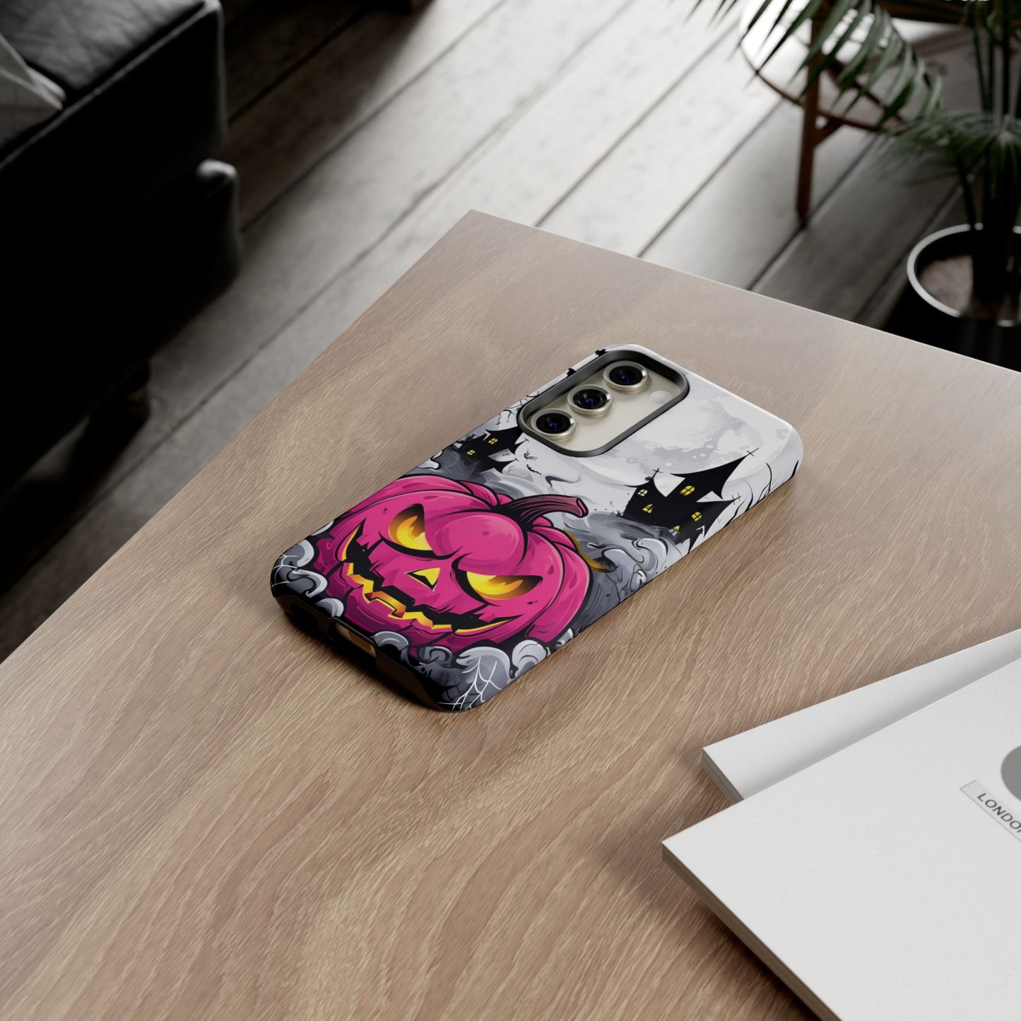 Spooky Halloween Pumpkin Phone Case with Haunted Night Scene – Perfect for Fall & Trick-or-Treating