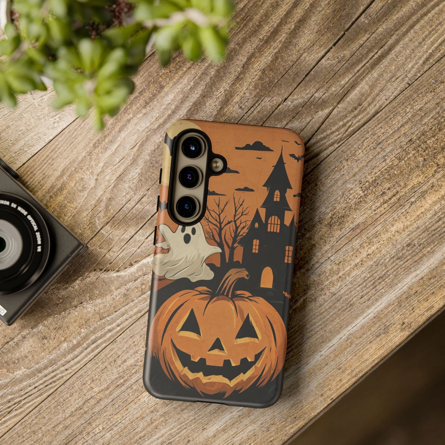 Halloween Ghost and Jack-O'-Lantern Phone Case – Spooky Season Protective Cover