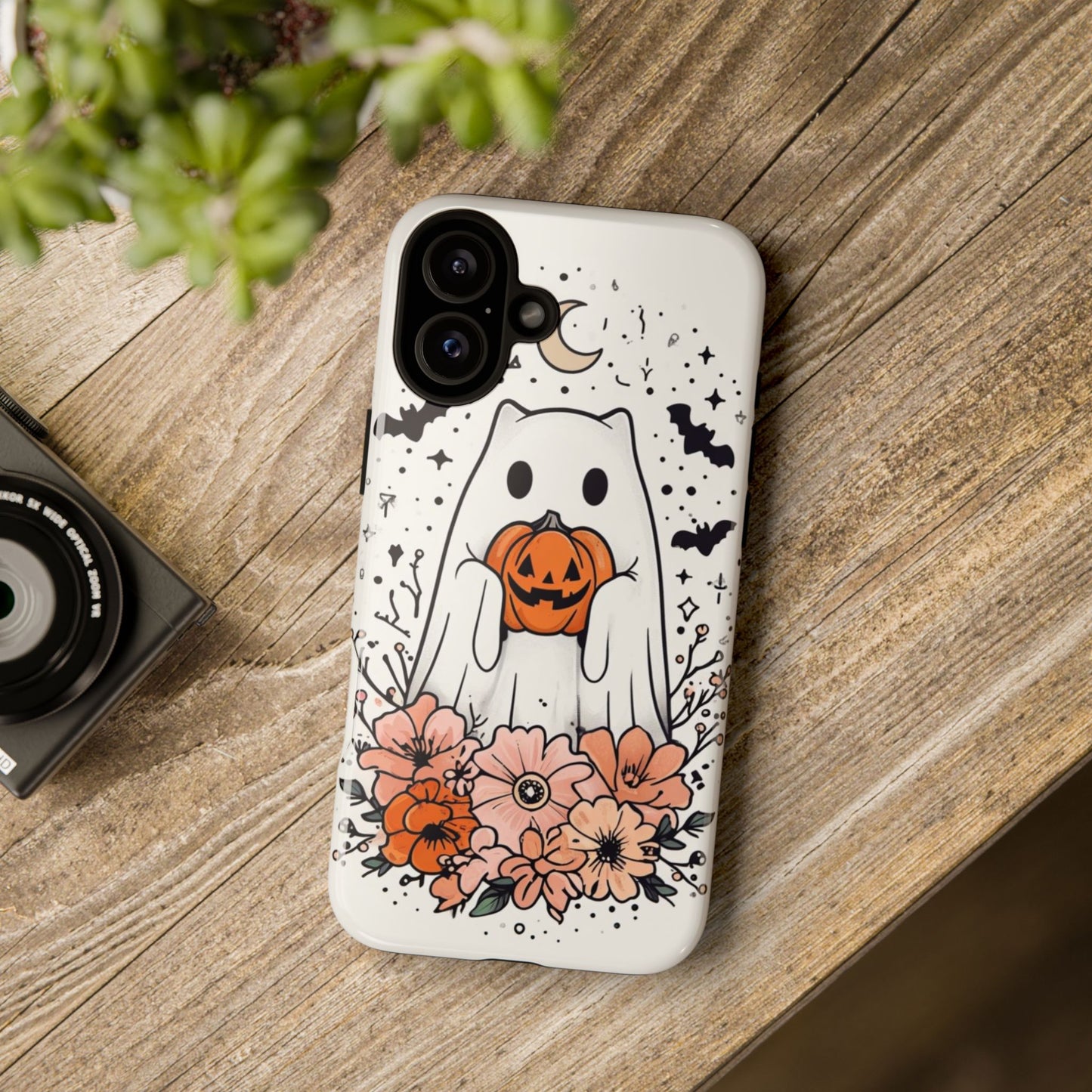 Halloween Phone Case with Ghost and Jack-O'-Lantern Design for Spooky Festive Style