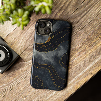 Phone Case Dark Elegance  with Gold Accents – Stylish & Protective Cover
