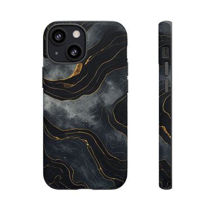 Phone Case Dark Elegance  with Gold Accents – Stylish & Protective Cover