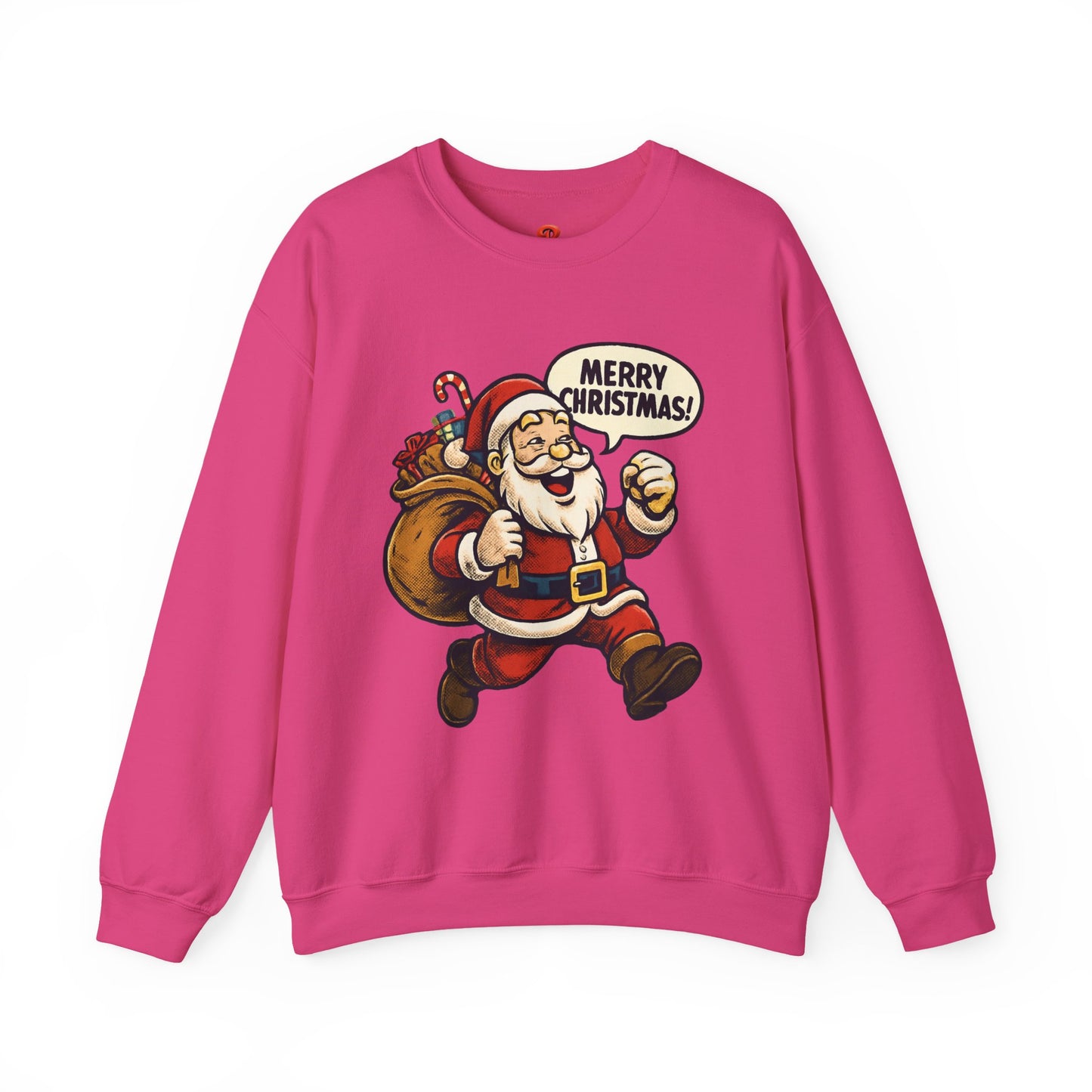 Merry Christmas Santa Sweatshirt – Holiday Santa Claus Crewneck with Gift Bag