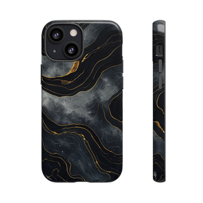 Phone Case Dark Elegance  with Gold Accents – Stylish & Protective Cover