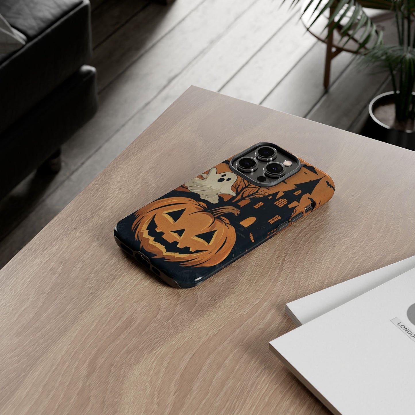Halloween Ghost and Jack-O'-Lantern Phone Case – Spooky Season Protective Cover