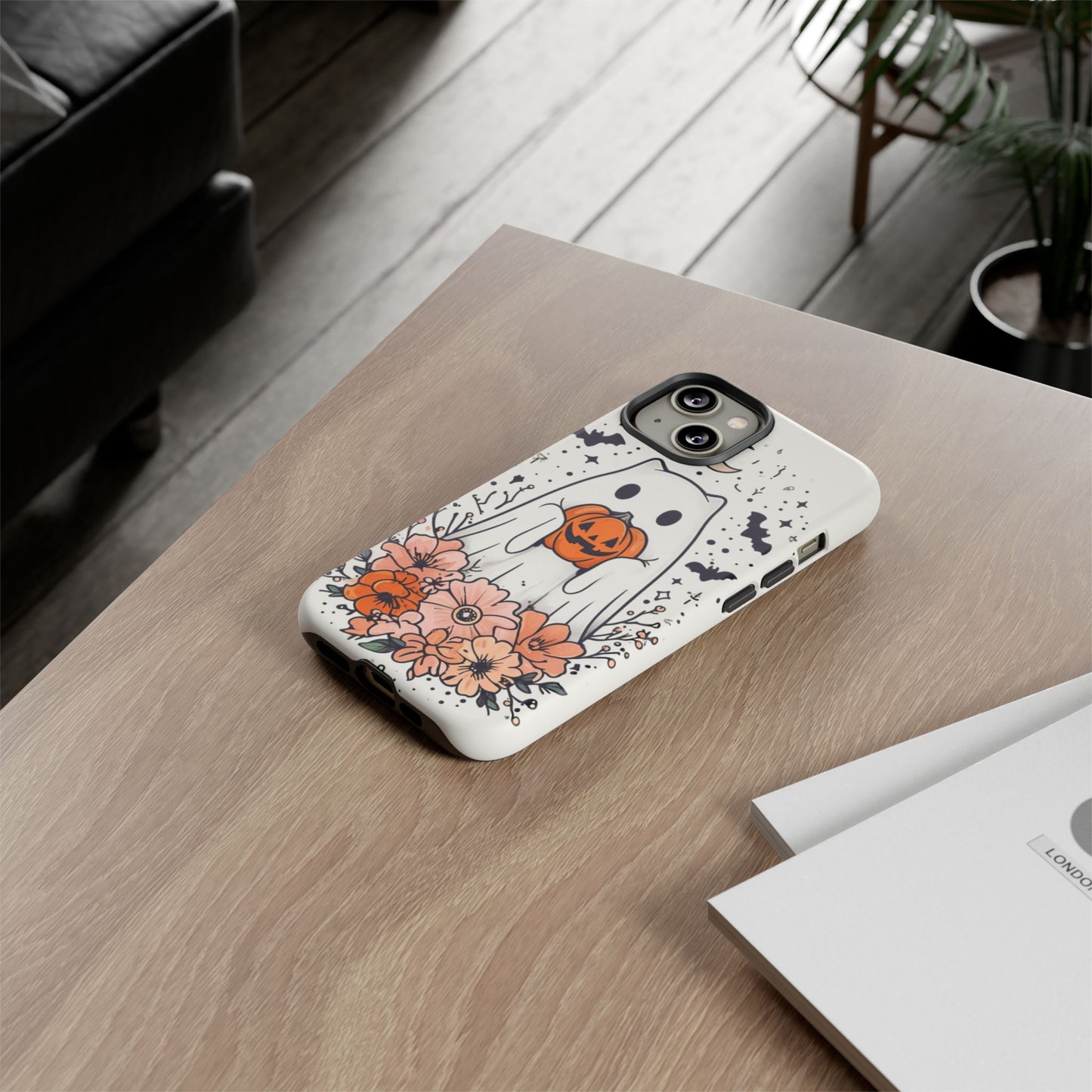 Halloween Phone Case with Ghost and Jack-O'-Lantern Design for Spooky Festive Style
