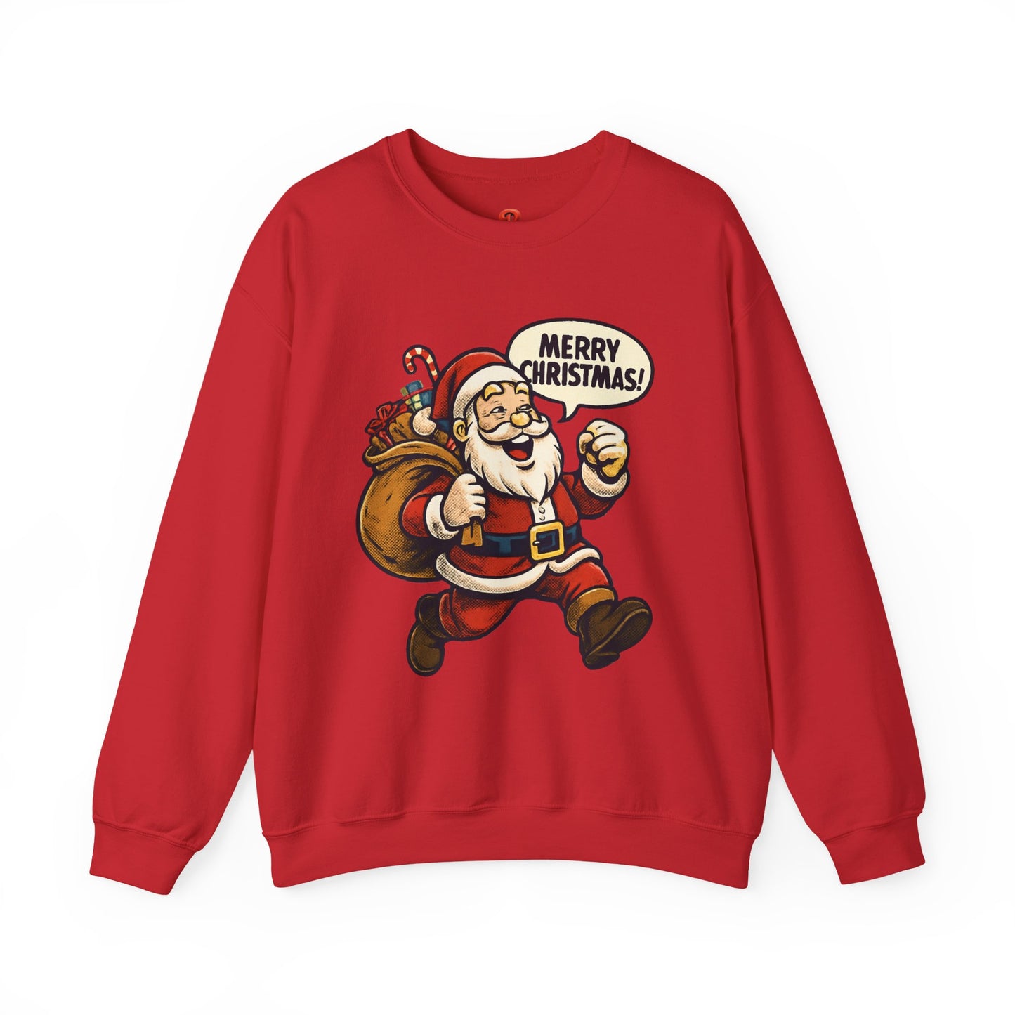 Merry Christmas Santa Sweatshirt – Holiday Santa Claus Crewneck with Gift Bag