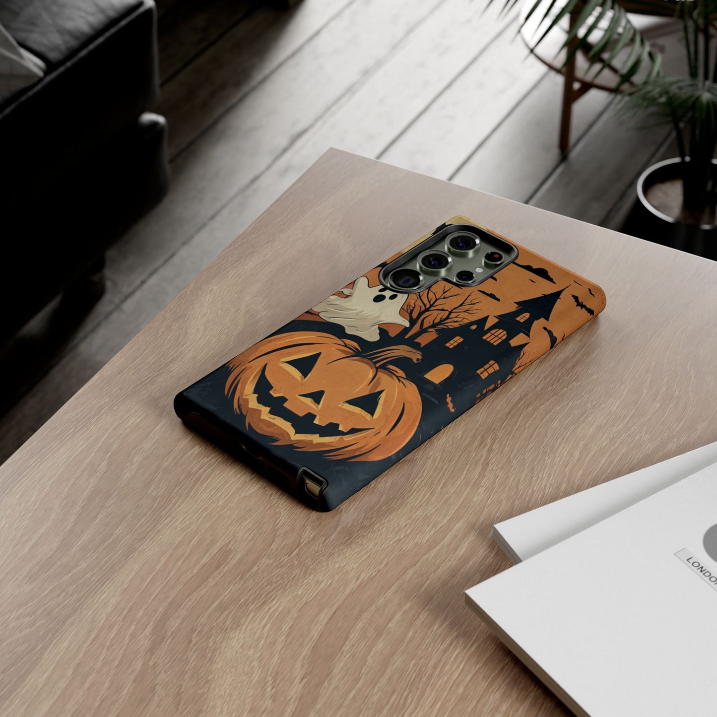 Halloween Ghost and Jack-O'-Lantern Phone Case – Spooky Season Protective Cover