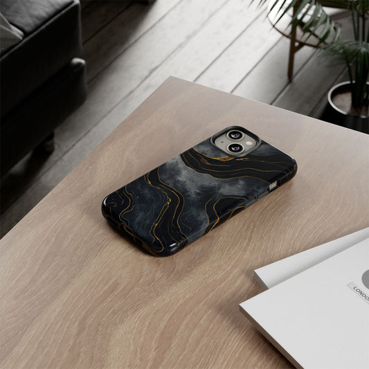 Phone Case Dark Elegance  with Gold Accents – Stylish & Protective Cover