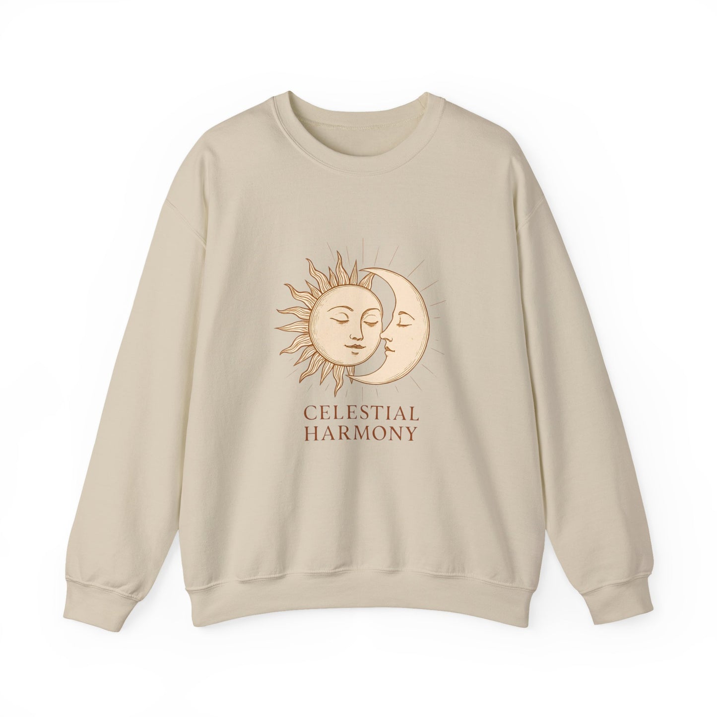 Unisex  Sweatshirt – Celestial Harmony Sun and Moon Print, Soft Cotton Blend