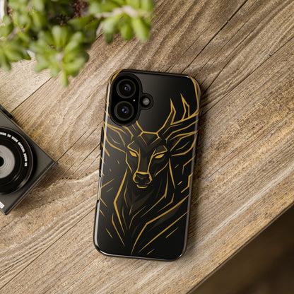 Phone Case with Black and Gold Deer Design – Elegant & Sophisticated Style